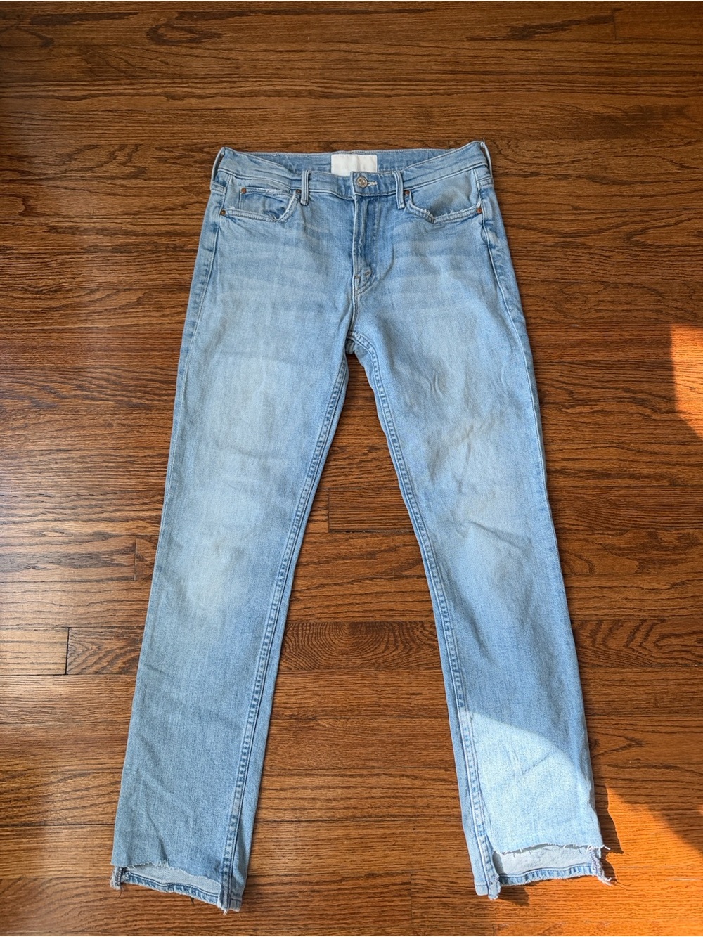 MOTHER Superior The Flirt Fray I Confess Light Blue Jeans Size 28
